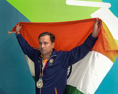 Sanjeev Rajput after winning the silver medal at Jakarta| PTI