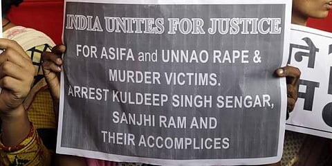Activist of various organizations protest against recent incidents of rape in the country. (File Photo | AP)