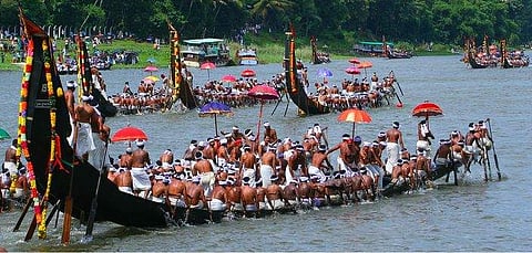 Palliyodams taking part in the colourful procession as part of the Uthrittathi boat race on Pampa river at Sathrakadavu in Aranmula. (File Photo | EPS )