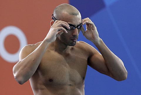 India's Virdhawal Vikram Khade prepares to swim in his heat of the men's 100m freestyle during swimming competition at the 18th Asian Games in Jakarta, Indonesia, Thursday, Aug. 23, 2018. | AP