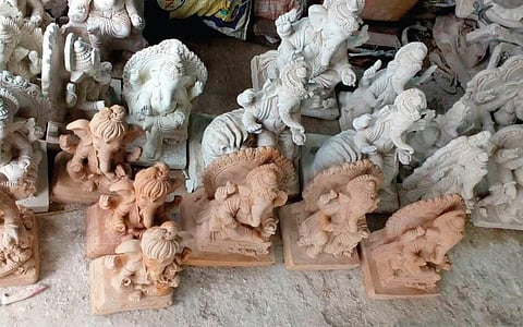 Ganesha idols in making.| Express