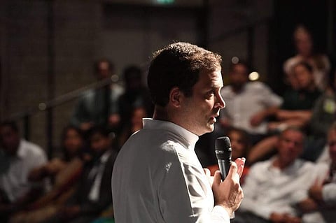Congress chief Rahul Gandhi addressing an audience in Germany on 23 August 2018. (Photo | Rahul Gandhi/ Twitter)