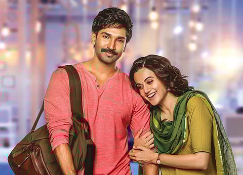 Aadhi Pinisetty, Taapsee Pannu in 'Neevevaro'.