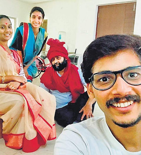 The troupe rehearsing for the play