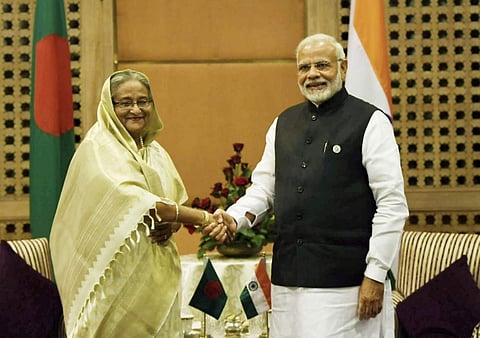 PM Modi with Bangladesh PM Sheikh Hasina (Photo | Twitter)