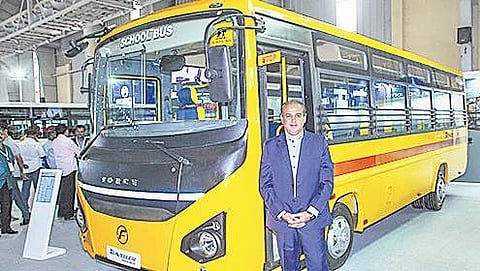 A bus displayed at Busworld India