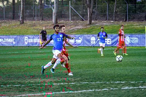 India Under 23 team registered an emphatic 4-0 victory over Rydalmere Lions FC. (Photo | Indian Football Team/Twitter)