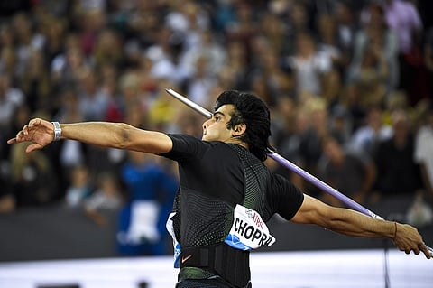 Neeraj Chopra from India competes in the men's javelin throw event during the Weltklasse IAAF Diamond League | AP