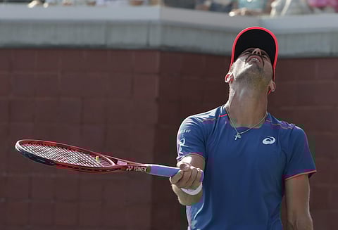 Steve Johnson reacts after losing a game against Dominic Thiem of Austria during the second round of the US Open | AP