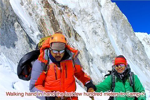 Late mountaineer Pradeep Sahoo with wife Chetna during their expedition.