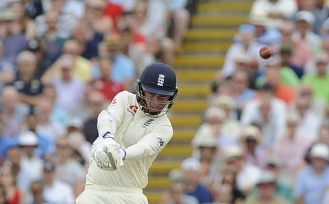 England's Sam Curran bats during the third day of the first test cricket match between England and India at Edgbaston in Birmingham, England, Friday, Aug. 3, 2018. (Photo | AP)