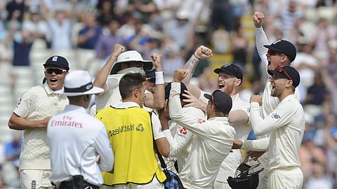 Victorious England players at Edgbaston | AP