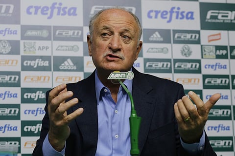 Former Brazil national soccer team coach Luiz Felipe Scolari speaks during a press conference at the Palmeiras training center in Sao Paulo | AP