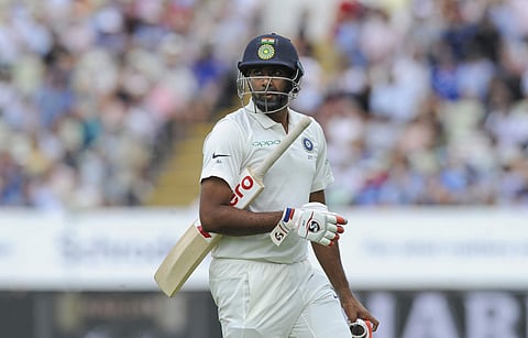Ravichandran Ashwin leaves the field after being dismissed during the second day of the first test cricket match between England and India at Edgbaston in Birmingham, England, Thursday, Aug. 2, 2018. (Photo | AP)