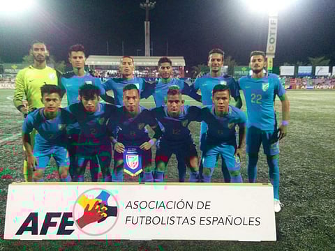 The Indian football team at the U-20 COTIF Cup match on August 6, 2018 at Valencia, Spain. (Photo | Indian Football Team/ Twitter)