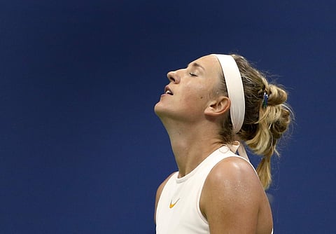 Victoria Azarenka, of Belarus, reacts against Sloane Stephens during the third round of the U.S. Open tennis tournament. (Photo | AP)