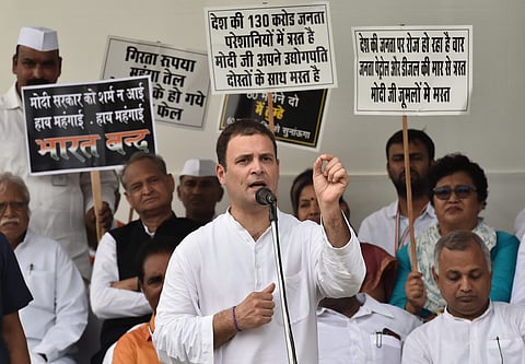 Speaking at a joint protest meeting organised on account of the 'Bharat Bandh' against the Bharatiya Janata Party (BJP)-led central government, the Congress president, Rahul Gandhi accused the ruling party of triggering fights between people of various re