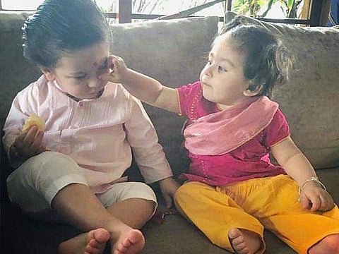 Celeb kids Taimur Ali Khan and Inaya Naumi Khemu on Raksha Bandhan (Photo | Instagram)