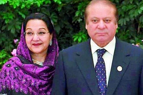 Former Prime Minister Nawaz Sharif with wife Begum Kulsoom Nawaz. (Photo | AP)