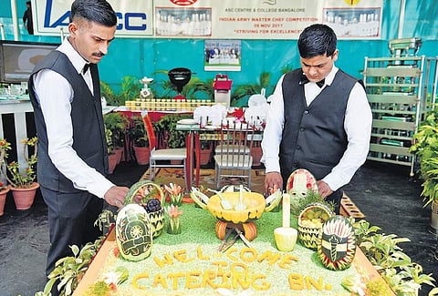 A stall at an Army Management Studies Board seminar on ‘Empowering field Army through food technology’ at Army Service Corps (ASC) Centre and College in Bengaluru on Wednesday | Nagaraja Gadekal