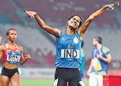 Vismaya VK kept Worlds silver-winner Salwa Eid Naser at bay as India’s anchor runner