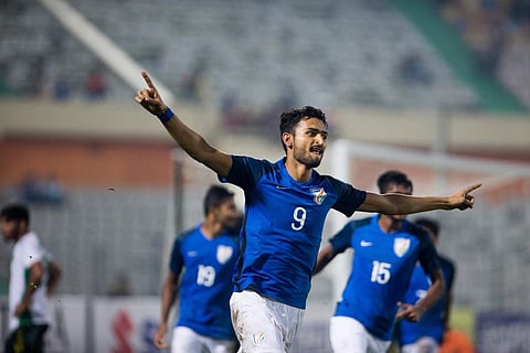 India breezed past Pakistan 3-1 to sail into the final of the SAFF Suzuki Cup. (Photo | Indian Football/Twitter)