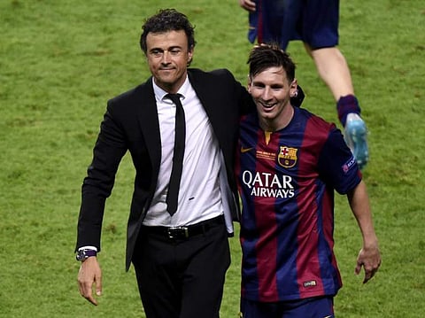 Former Barcelona coach Luis Enrique and forward Lionel Messi (File | AFP)