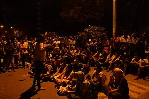 A protest gathering organised at Pondicherry University on Saturday (Facebook image)