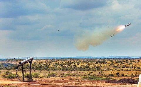 The anti-tank guided missile being test fired from Ahmednagar range, Maharashtra | PTI