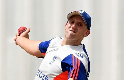 England's cricketer James Tredwell delivers a ball during a training session at the Grenada National Stadium in Saint George's on April 20, 2015. | (File | AFP)