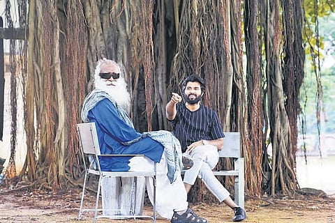 With actor Vijay Deverakonda in an informal #SadhguruUnplugged as part of his pan-India campus programme titled #YouthAndTruth