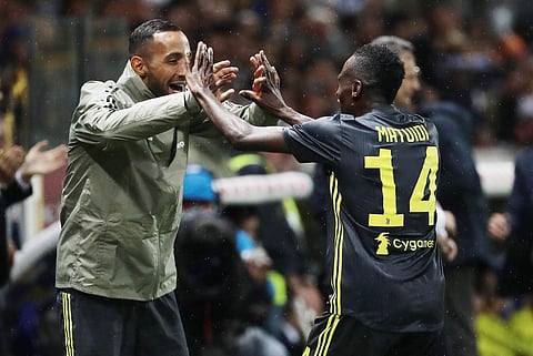 Juventus' Blaise Matuidi, right, celebrates after scoring his side's 2nd goal during the Serie A soccer match between Parma and Juventus at the Tardini Stadium in Parma, Italy, Saturday, Sept. 1, 2018. (Photo | AP)