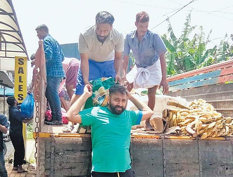 Youths of Padna engaged in distributing relief material