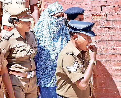 File Photo: Actress Nilani is being produced at Saidapet Court in Chennai on Thursday for allegedly releasing a controversial video on police firing in Thoothukudi | Express