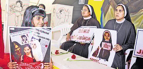 A child at the venue of the nuns’ protest demanding the arrest of Bishop Franco Mulakkal, at High Court Junction in Kochi( Photo | A Sanesh)