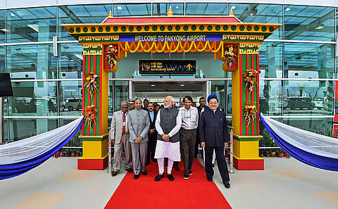 Prime Minister Narendra Modi inaugurates the New Greenfield Airport at Pakyong in Gangtok Monday September 24 2018. | PTI