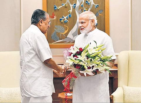 Chief Minister Pinarayi Vijayan with the Prime Minister in New Delhi