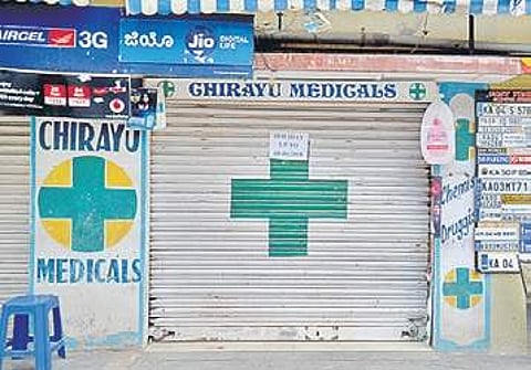 A closed medical shop at RMV Extension on Friday | Pushkar V