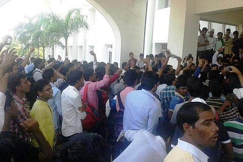 A student protest at MANUU (File)