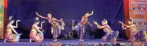 Artistes of Orissa Dance Academy performing mangalacharan to pay homage to Lord Rama at Odisha Literary Festival-2018 in Bhubaneswar on Saturday | Express