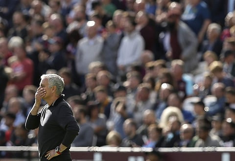 Manchester United manager Jose Mourinho watches the English Premier League match between West Ham United and Manchester United | AP