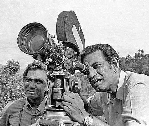 Satyajit Ray while directing a film