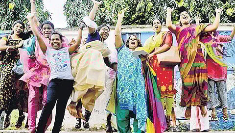 LGBTQ community members in a joyous mode following the Supreme Court verdict decriminalising section 377 on Thursday. A frame from Manaveeyam Veedhi in Thiruvananthapuram | Vincent pulickaL