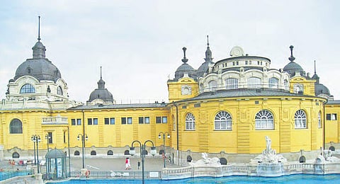 Soaking in hot springs of Budapest
