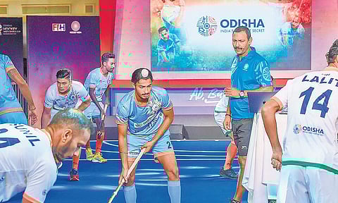 Indian players unveil their new jersey for the upcoming Hockey World Cup | PTI