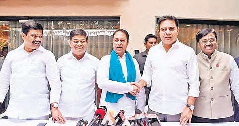 Former Assembly Speaker Suresh Reddy meets IT minister KT Rama Rao in Hyderabad on Friday | Express