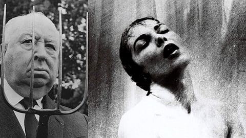 Alfred Hitchcock (Left), Janet Leigh in the famous shower sequence in 'Psycho'. (Photos | Associated Press)