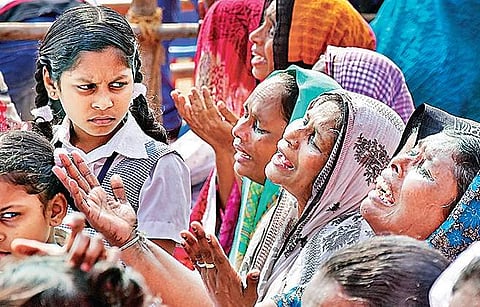 Families of fishermen who were affected by the Ockhi tragedy (file photo)