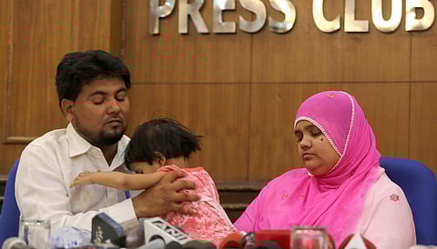 Bilkis Bano with her family. (File| EPS)