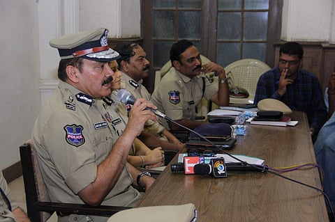 Hyderabad Police Commissioner Anjani Kumar addressing the press. (EPS file | Sathya Keerthi)